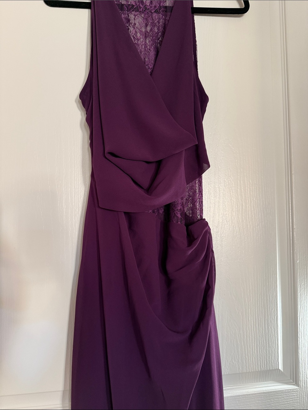 Meshki Arra Chiffon And Lace Halter Maxi Dress - Plum - Picture 5 of 13